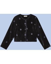 Monsoon - Maison Hotel Embroidered Velvet Jacket Black - Lyst