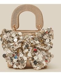 Monsoon - Sequin Bow Tote Bag Gold - Lyst