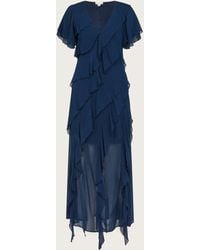 Monsoon - Renata Ruffle Maxi Dress Blue - Lyst