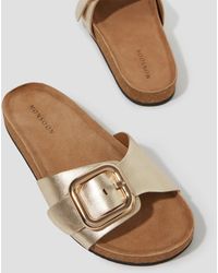 Monsoon - Cecil Metallic Leather Slide Sandals Gold - Lyst
