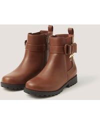 Monsoon - Bow Patent Chelsea Boot School Shoes Tan - Lyst
