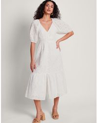 Monsoon - Bettie Broderie Dress White - Lyst