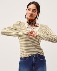 Monsoon - Lauren Lace Stripe Jersey Top - Lyst