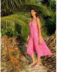 Monsoon - Batik Print Tiered Midi Dress Pink - Lyst