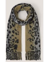 Monsoon - Archi Animal Print Tassel Scarf Grey - Lyst