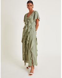 Monsoon - Renata Ruffle Maxi Dress Green - Lyst