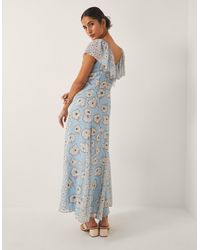Monsoon - Chloe Floral Ruffle Maxi Dress Blue - Lyst
