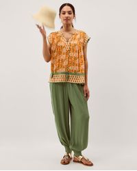 Monsoon - Reese Textured Balloon Trousers Green - Lyst