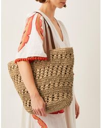 Monsoon - Amber Raffia Crochet Tote Bag - Lyst