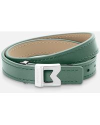 Montblanc - Bracelet M Logo In Pewter Leather. Adjustable Size - Bracelets - Lyst