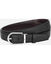 Montblanc - Horseshoe Buckle Black/burgundy 30 Mm Reversible Leather Belt - Lyst