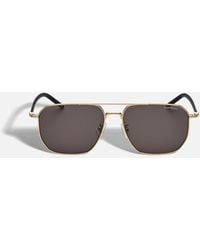 Montblanc - Occhiali Da Sole Con Montatura Quadrata In Metallo Oro - Lyst