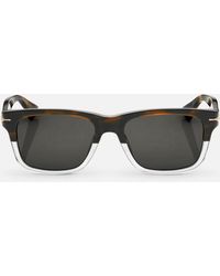 Montblanc Rechteckige Sonnenbrille Mit Zweifarbige Transparenter Und Havannafarbener Kunststofffassung - Braun
