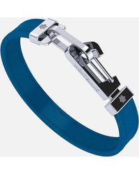 Montblanc Armband Aus Blauem Leder Mit Karabinerverschluss Aus Edelstahl