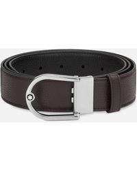 Montblanc - Horseshoe Buckle Grainy Ebony/black 35mm Reversible Leather Belt - Lyst