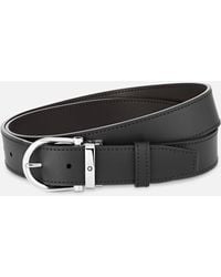 Montblanc - Horseshoe Buckle Black/brown 35 Mm Reversible Leather Belt - Lyst