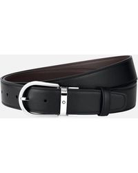 Montblanc - Horseshoe Buckle Black/tan 35 Mm Leather Belt - Lyst