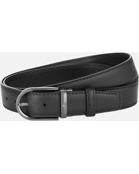 Montblanc - Horseshoe Buckle Black 35 Mm Leather Belt - Lyst