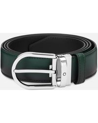 Montblanc - Gürtel Aus Leder In British Green Mit Sfumato-effekt Und Hufeisenförmiger Schließe - Lyst