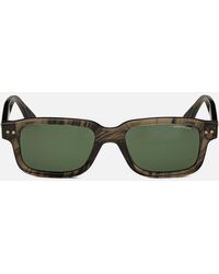 Montblanc - Rectangular Sunglasses With Havana-colored Acetate Frame - Sunglasses - Lyst