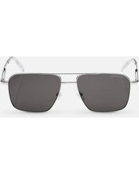 Montblanc - Rectangular Sunglasses With Silver Coloured Metal Frame - Lyst