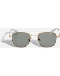 Montblanc - Occhiali Da Sole Con Montatura Quadrata In Metallo Oro - Lyst