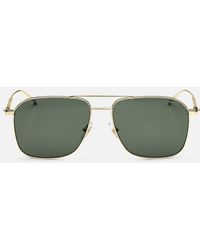 Montblanc - Rectangular Sunglasses With Gold-coloured Metal Frame - Lyst