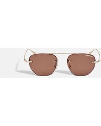 Montblanc - Oval Sunglasses With Coloured Metal Frame - Sunglasses - Lyst