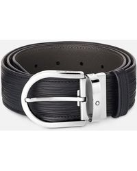 Montblanc - Horseshoe Buckle Printed Black 40 Mm Leather Belt - Lyst