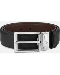 Montblanc - Ceinture Réversible De 35 mm En Cuir Noir/marron - Lyst