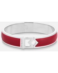 Montblanc - Bangle Steel M Logo Red Leather - Lyst