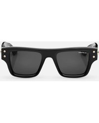 Montblanc - Occhiali Da Sole Con Montatura Rettangolare In Acetato Nero - Lyst
