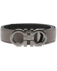 Ferragamo - Knurled Buckle Two-Tone Reversible Gancini Belt Accessories - Lyst