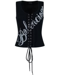 Balenciaga - Lace-Up Ribbed Tank Top - Lyst