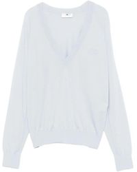 Elisabetta Franchi - Wool Blend Tricot V-neck Sweater - Lyst