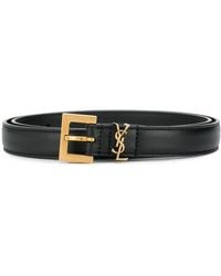 Saint Laurent - Milo Logo Buckle Leather Belt - Lyst