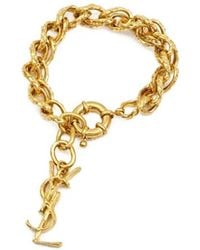 Saint Laurent - Detailed-Chain Logo-Pendant Bracelet - Lyst