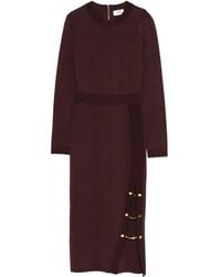 Elisabetta Franchi - Short Ribbed Dress With Chain ?Decoration - Lyst