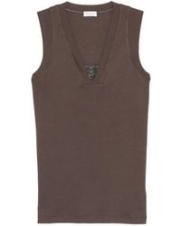 Brunello Cucinelli - Stretch Cotton Jersey Tank Top With Precious Faux-layering Clothing - Lyst