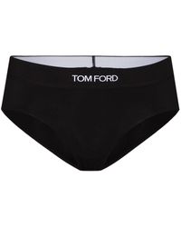 Tom Ford Logo-waistband Mid-rise Briefs - Black
