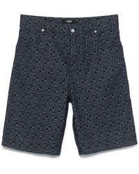 Fendi - Ff Jacquard Denim Shorts - Lyst