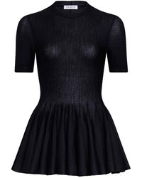 Alaïa - Wool Merino Peplum Top - Lyst