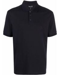 Giorgio Armani - Cotton Blend Polo With Embroidered Logo - Lyst
