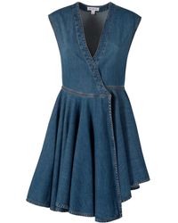 Alaïa - Deep Stone Denim Wrap Dress - Lyst