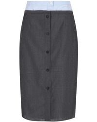 Prada - Gonna Midi Con Bottoni - Lyst