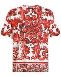 Dolce & Gabbana - Dolce & Gabbana Majolica-Print Cotton T-Shirt - Lyst