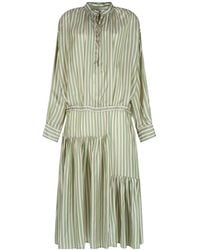 Dries Van Noten - Denvo Striped Long Dress With Drawstring Waist - Lyst