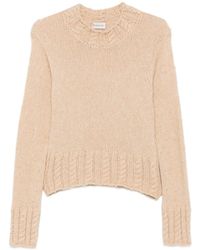 Moncler - Crew-neck Pullover In Wool Blend With Cable-knit Patte - Lyst