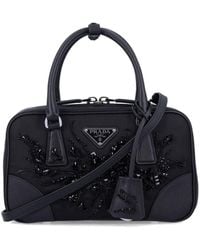 Prada - Embroidered Detailing Mini Bag - Lyst