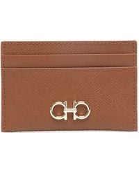 Ferragamo - Hammered Leather Gancini Cardholder Accessories - Lyst